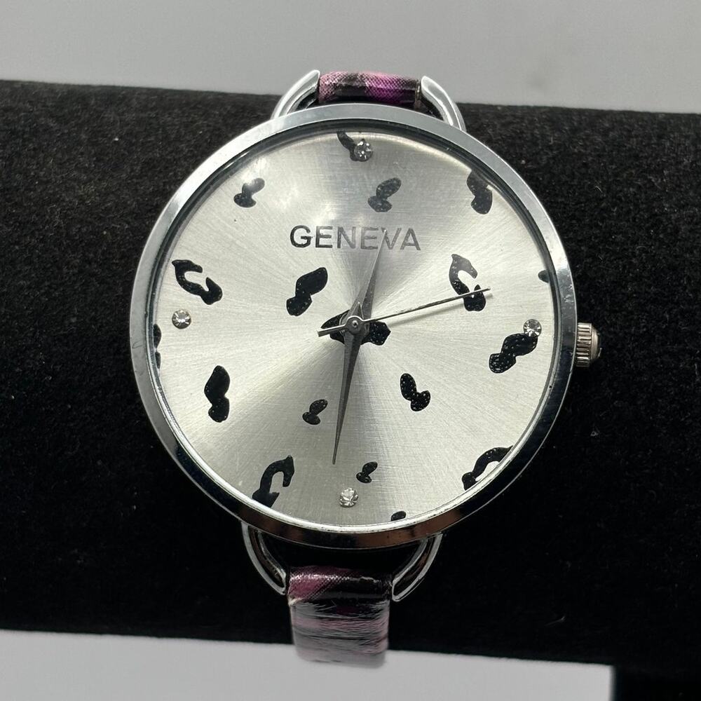 Y2K Silver & Purple Cheetah Watch